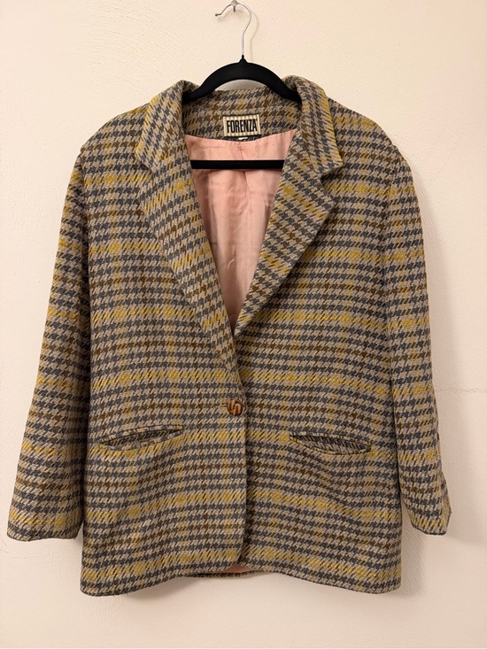 Forenza Jackets & Blazers - Forenza Yellow and Gray Houndstooth Blazer Jacket